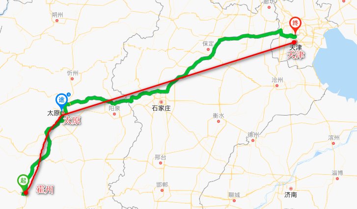 霍州到天津约700公里